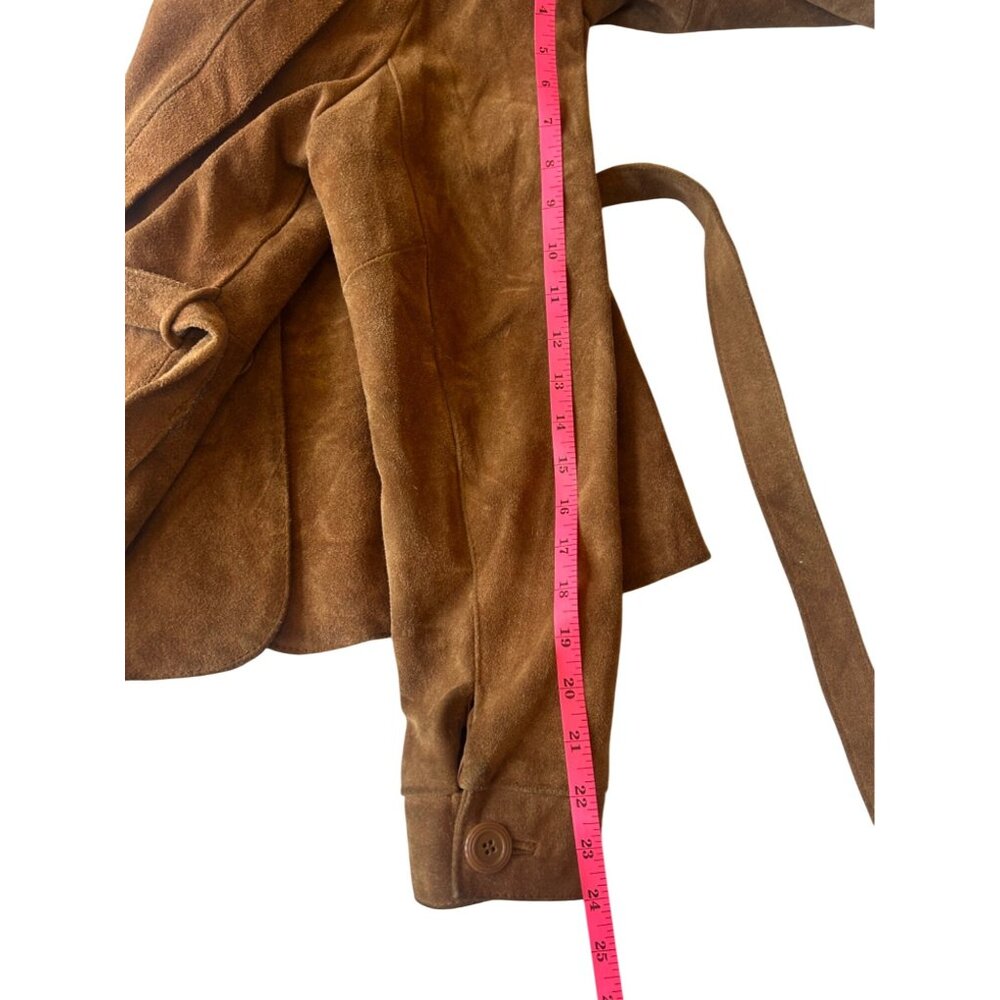 Vintage Brown Suede Womens Blazer Jacket By Bermans Size 14 - Picture 8 of 14
